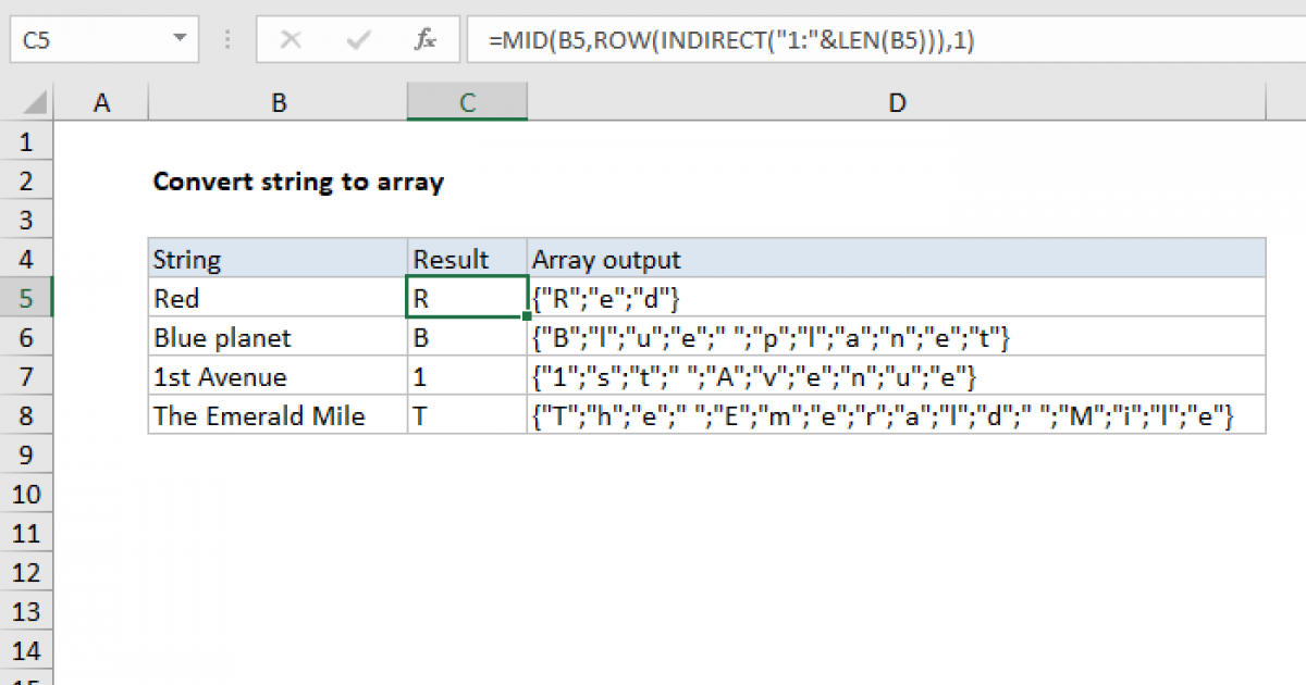 Excel Convert String To Array Formula